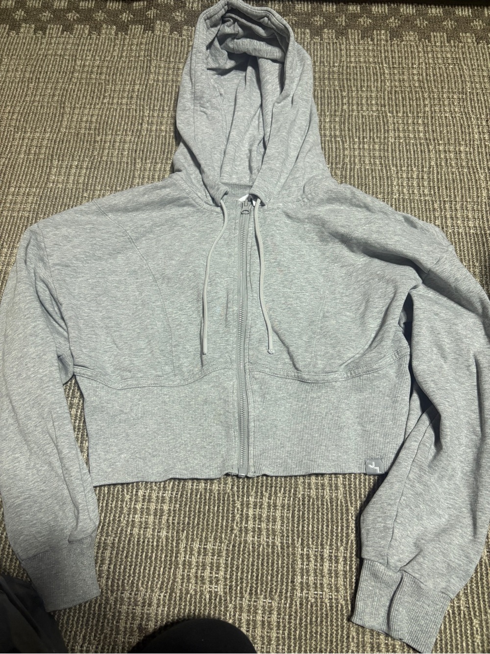 JoyLab Light Gray Cropped Zip Hoodie